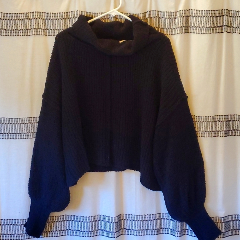 Free People Black Cropped Sweater